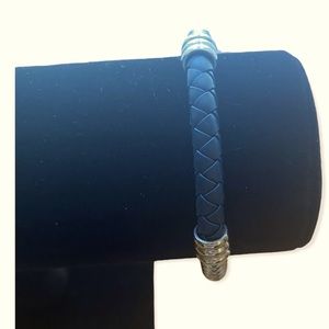 2/$50 MIX AND MATCH JEWELRY BUNDLE SILVER AND NAVY BLUE LEATHER BRACELET
